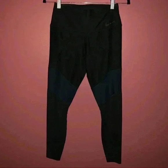 Nike Black/ Navy with mesh Leggings - Picture 1 of 6